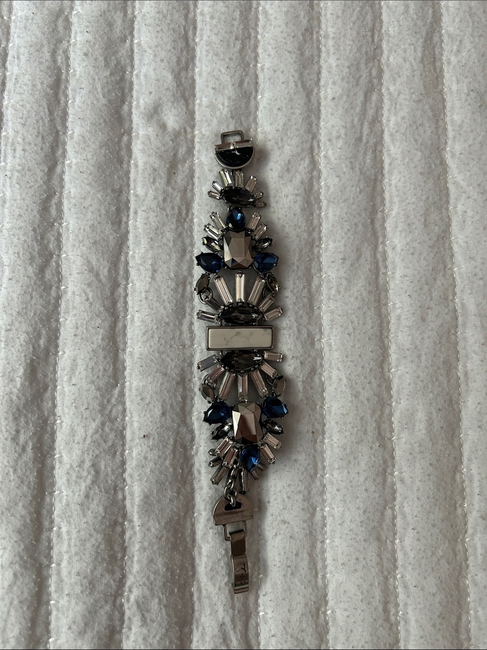 Chloe + Isabel Gunmetal Bracelet with Blue and Silver Crystals